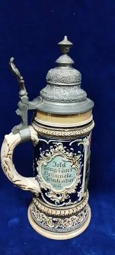 G308/ Alter Krug mit Zinndeckel 