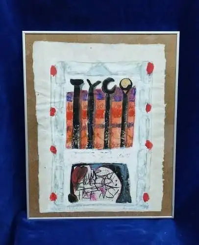 G315/ Gemälde Moderne Kunst Ursula Storm auf Büttenpapier 