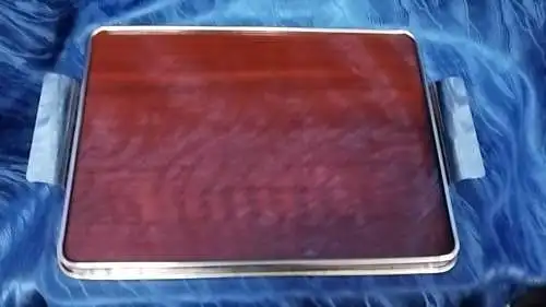 F997/ altes kleines Tablett vernickelt Vintage modern