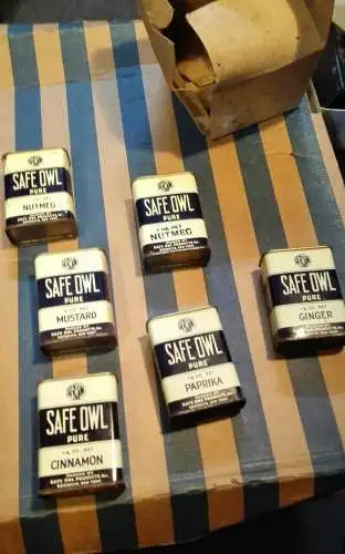 E936/ Safe Owl Blechdosen tin ungeöffnet Werbedosen 