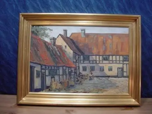 GB279/ Ölmalerei Bauernhof Carl C Bowedt Dänemark 22