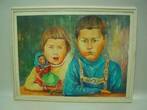 GB718/ Aquarell Kinderbild/ Geschwister A.Gräbner`68