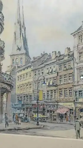 G443/ Original Aquarell Richard Adler (1907-1977) Berlin Nikolaikirche