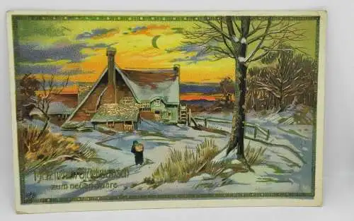 E801/ antike Neujahrskarte Neujahrsgruß 