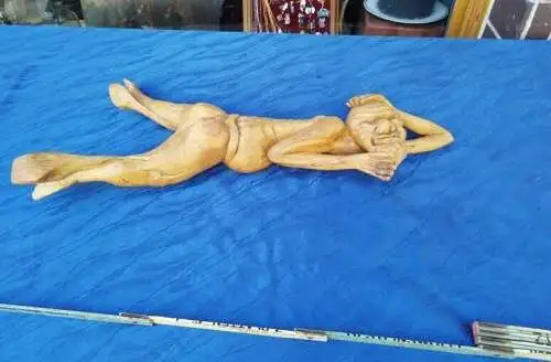 G342/ ungewöhnliche Vintage Skulptur in Holz Figur 