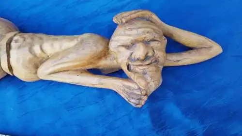 G342/ ungewöhnliche Vintage Skulptur in Holz Figur 