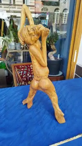 G342/ ungewöhnliche Vintage Skulptur in Holz Figur 