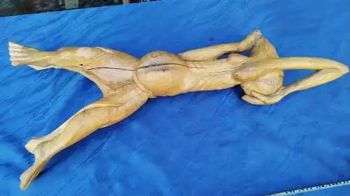 G342/ ungewöhnliche Vintage Skulptur in Holz Figur 