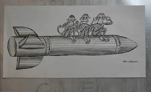Karikatur von Jenö Dallos für Eulenspiegel Originalentwurf