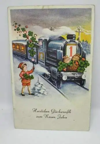 E801/ antike Neujahrskarte Neujahrsgruß 