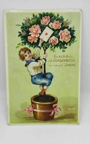 E801/ antike Neujahrskarte Neujahrsgruß 