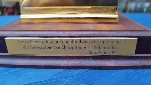 G366/ Ehrengabe Heizkraftwerk Charlottenburg Messing 