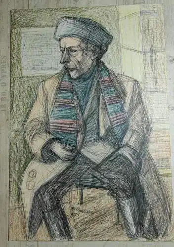 Fritz Tröger - Zeichnung DDR Kunst 1971 Dresdner Sezession das Ufer