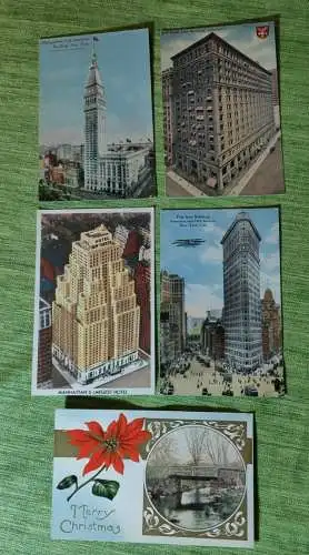 E882/ 5 antike original Postkarten von New York