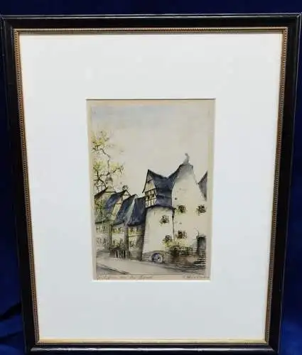 G316/ Beilstein an der Mosel Deutschland Aquarell signiert 