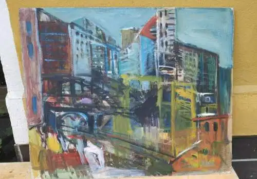 F571/ Stadtimpressionen Berliner Malerin auf Malkarton