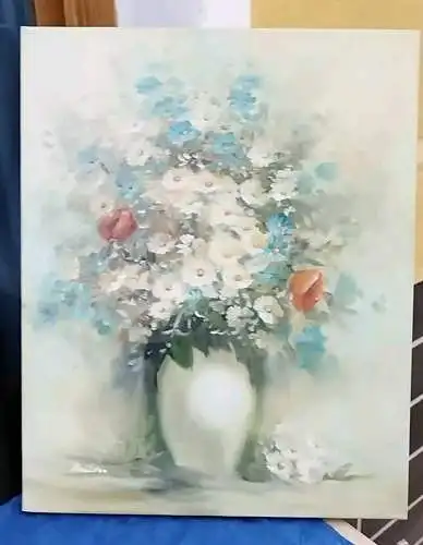 G476/  ÖLGEMÄLDE  Blumenstrauß in Pastelltönen 