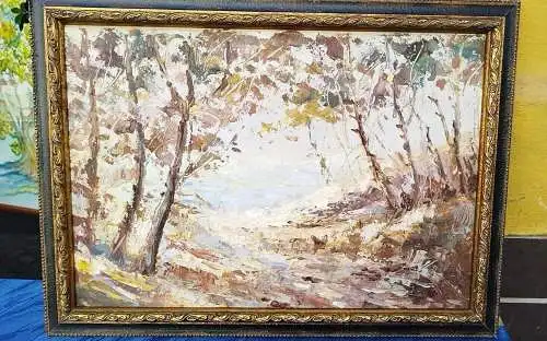 G389/ Interessantes Gemälde Studie Landschaft am Meer 