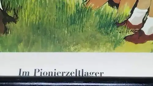 G64/ Original DDR Rollkarte Wandrollbild Im Pionierzeltlager 115 x 80 cm