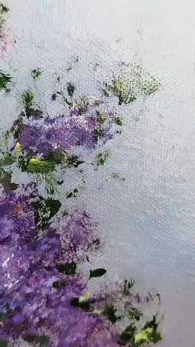 G383/ Ölbild Stilleben Flieder  Blumen  Ölgemälde signiert Sommerfeld 54 X 44 cm