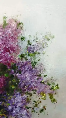 G383/ Ölbild Stilleben Flieder  Blumen  Ölgemälde signiert Sommerfeld 54 X 44 cm