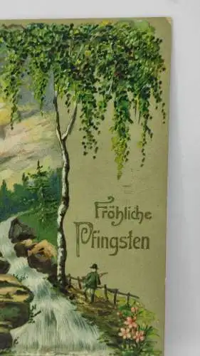 E804/ antike Glückwunschkarte Pfingsten
