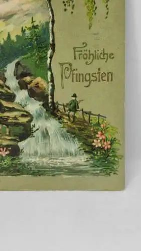 E804/ antike Glückwunschkarte Pfingsten