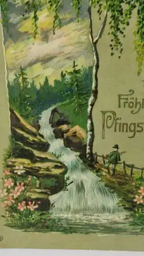 E804/ antike Glückwunschkarte Pfingsten
