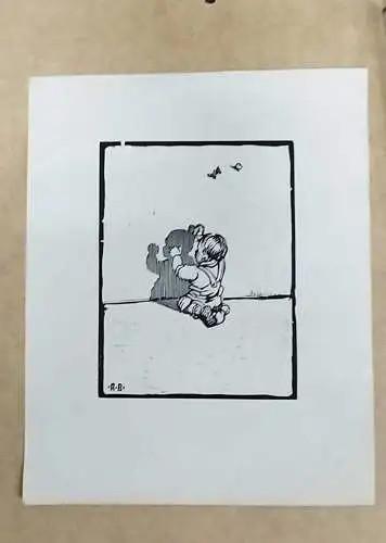 G98/ Robert BUDZINSKI Kinderbild 24 x 30 cm Holzschnitt 