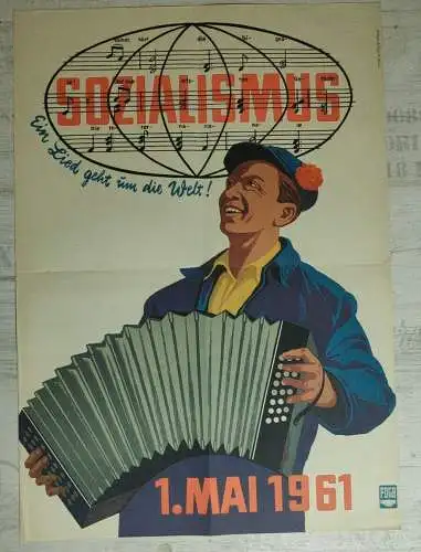F193/ DDR Propaganda Plakat 1. Mai 1961 FDGB