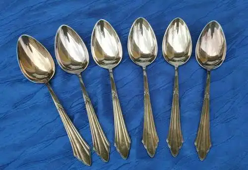 F710/ 6 Menülöffel WMF Patent FÄCHERMUSTER Model 900 Löffel 90er versilbert 21cm