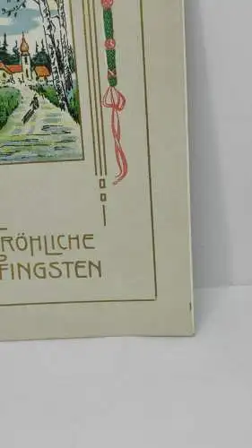 E804/ antike Glückwunschkarte Pfingsten