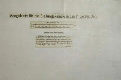 F207/ Alte Landkarte Kriegskarte Stellungskämpfe in den Pripjetsümpfen