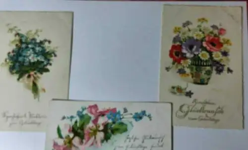 E805/ 3 x antike Postkarte - Motiv - Blumen