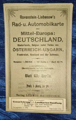 F85/Ravensteins Rad und Automobilkarte 60 Berlin Maßstab 1 : 300000 