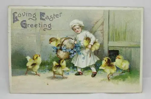E802/ antike Osterkarte Postkarte Ostergrußkarte Amerika loving Easter greeting