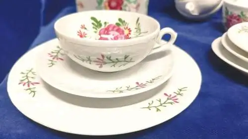 G611/ Vintage Teeservice Ostfriesische Rose Service Tee Handgemalt 21 Teile 
