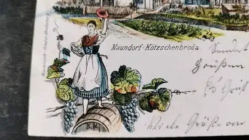 Alte Ansichtskarte Gruß vom Weinbauer Neundorf Kötschenbroda