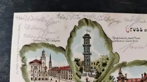 Ak Lithographie Gruss aus Löbau um 1900