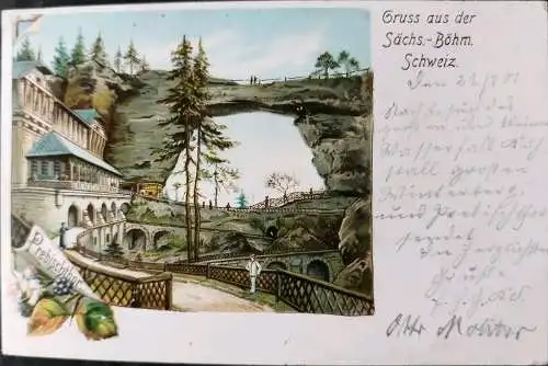Alte Ansichtskarte Gruß aus der Sächsischen Böhmischen Schweiz  um 1900