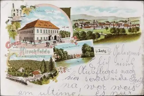Ak Lithographie Gruss aus Hirschfelde 1901