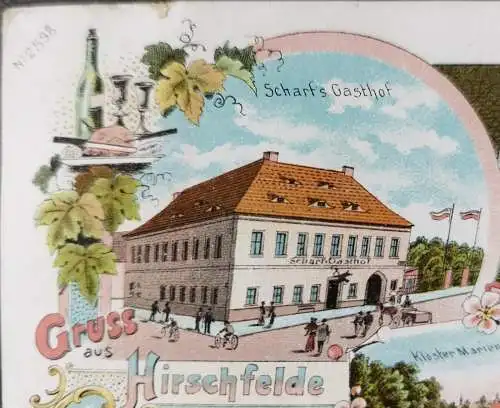 Ak Lithographie Gruss aus Hirschfelde 1901