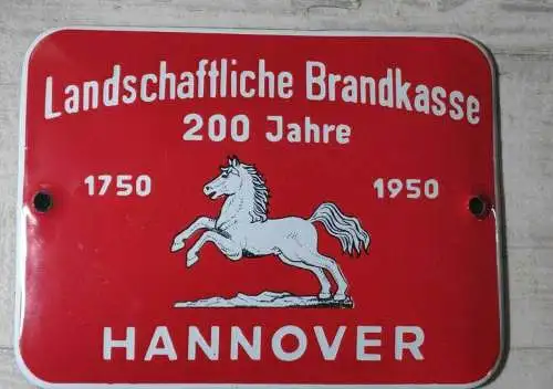 F530/ 200 Jahre Landschaftliche Brandkasse Hannover Emailschild 17,5 x13 cm 