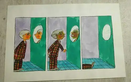 Karikatur von Jenö Dallos für den Eulenspiegel Originalentwurf