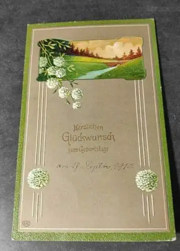 E801/ antike Geburtstagskarte Glückwunschkarte
