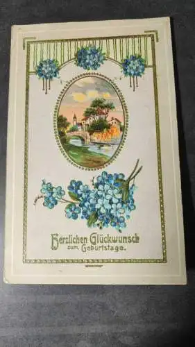 E801/ antike Geburtstagskarte Glückwunschkarte