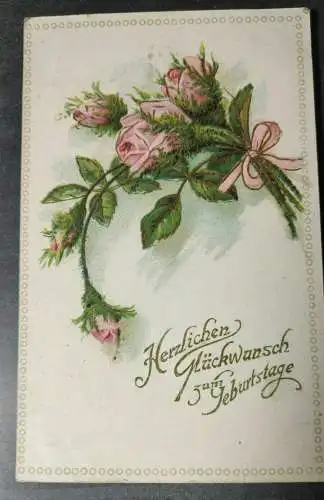 E801/ antike Geburtstagskarte Glückwunschkarte
