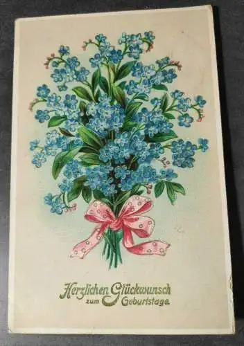 E801/ antike Geburtstagskarte Glückwunschkarte
