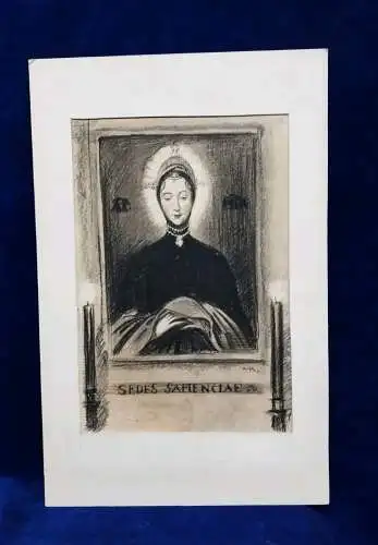 E424/ Sepp Hilz, Maria Kreidezeichnung,  signiert, 1934