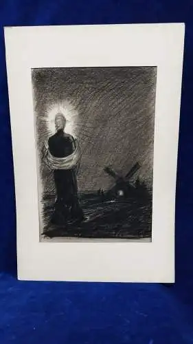 E424/ Sepp Hilz, Maria Kreidezeichnung,  signiert, 1934